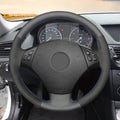 MEWANT DIY Black Suede Real Leather Car Steering Wheel Cover for BMW 3 Series E90 (Sedan) 2005 - 2011 / E91 (Touring) 2005 - 2011 X1 E84 2009 - 2015 - Alcantara, Leather, Carbon Fiber, Easy Install, Non - Slip, Best Steering Wheel Cover