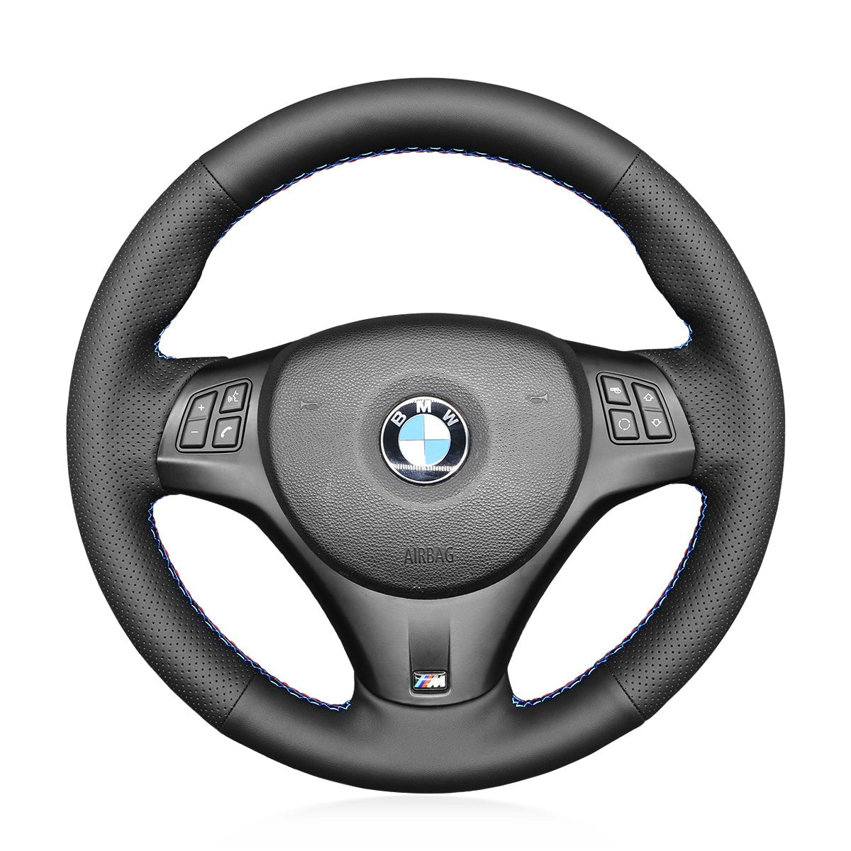 MEWANT DIY Car Steering Wheel Cover for BMW M Sport M3 E90 E91 E92 E93 / E87 E81 E82 E88 / X1 E84 / M3 E90 E92 E93 - Mewant Cover