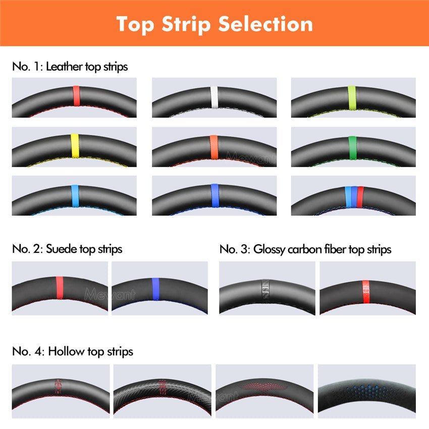 MEWANT DIY Car Steering Wheel Cover for BMW M Sport M3 E90 E91 E92 E93 / E87 E81 E82 E88 / X1 E84 / M3 E90 E92 E93 - Alcantara, Leather, Carbon Fiber, Easy Install, Non - Slip, Best Steering Wheel Cover