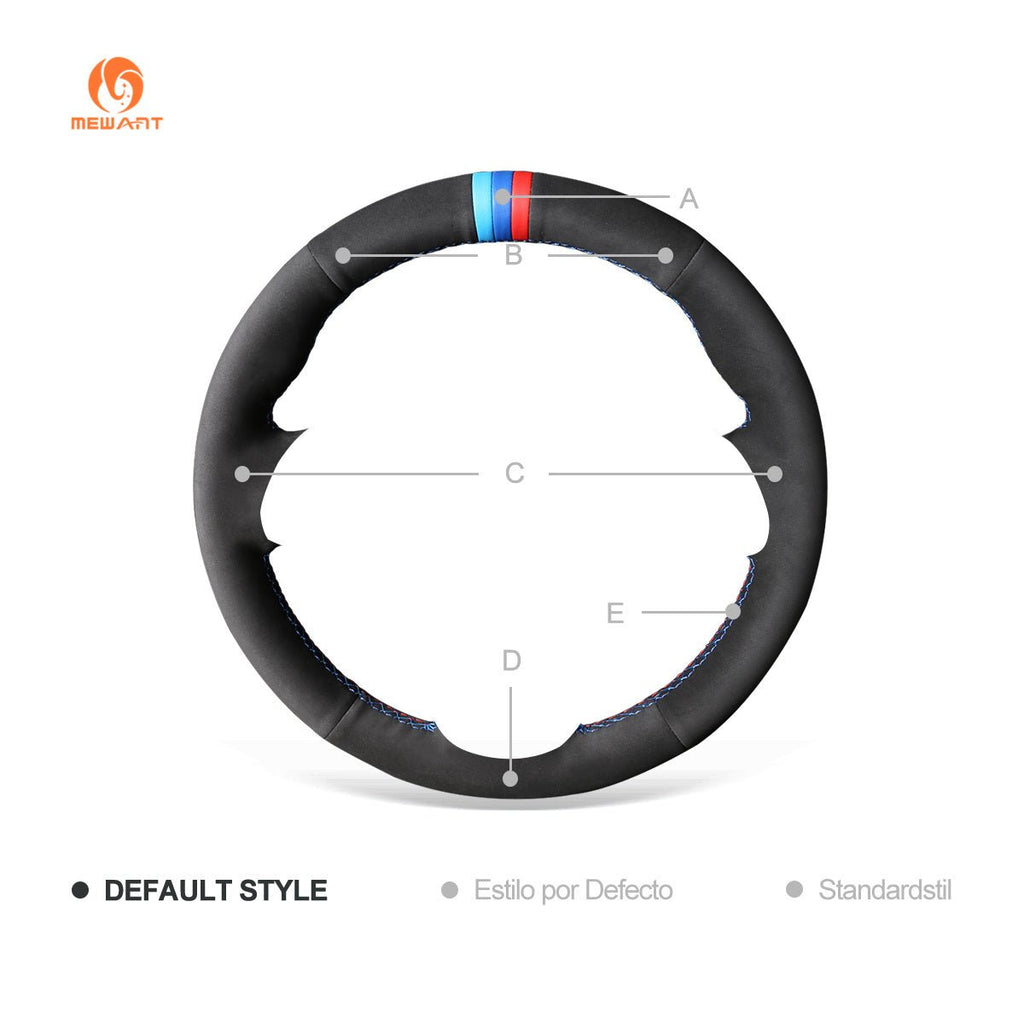 MEWANT DIY Car Steering Wheel Cover for BMW M Sport M3 E90 E91 E92 E93 / E87 E81 E82 E88 / X1 E84 / M3 E90 E92 E93 - Alcantara, Leather, Carbon Fiber, Easy Install, Non - Slip, Best Steering Wheel Cover