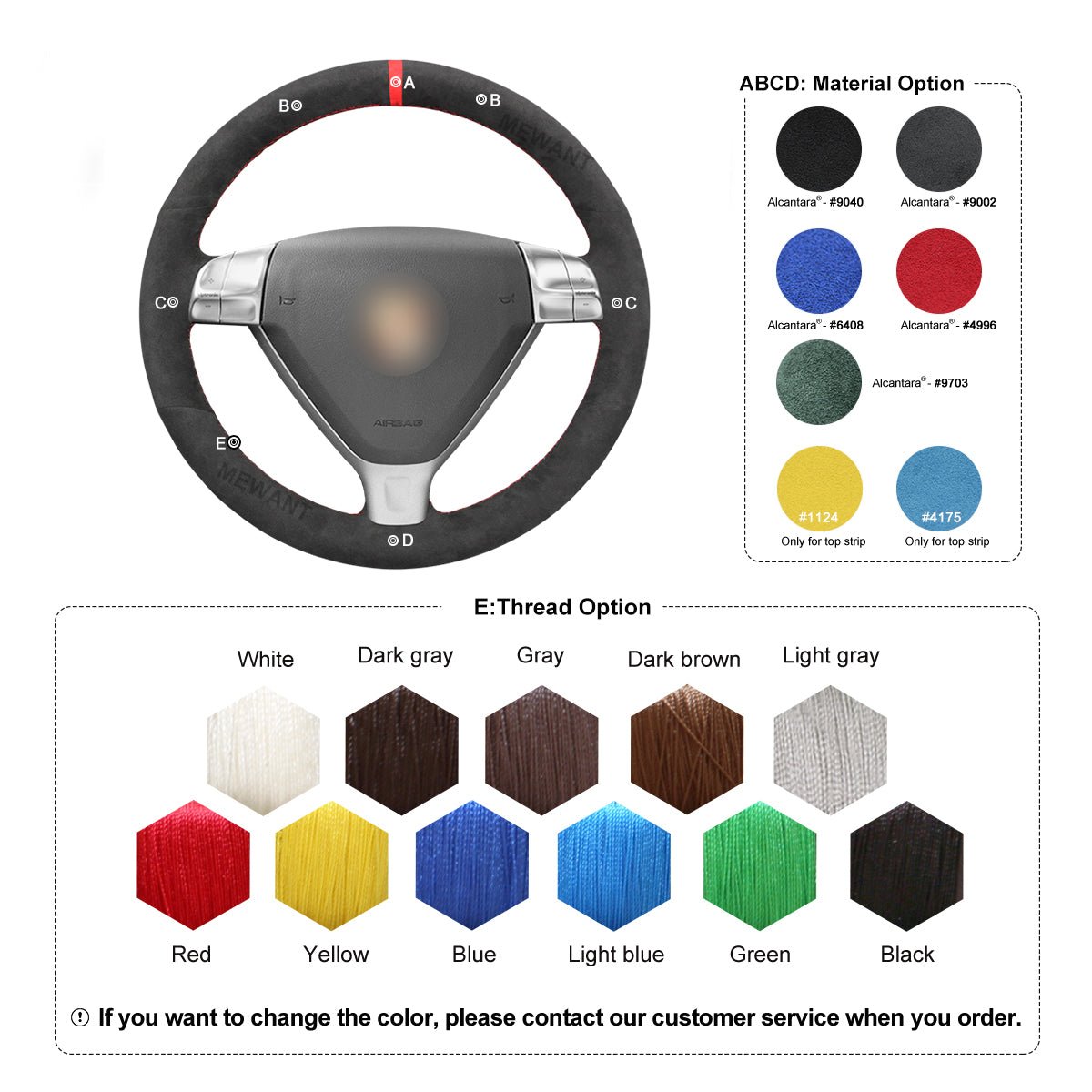 MEWANT DIY Car Steering Wheel Cover for Porsche 911 (997) 2005 - 2009 / Boxster (987) 2005 - 2009 / Cayman (987) 2006 - 2009 - Mewant Cover