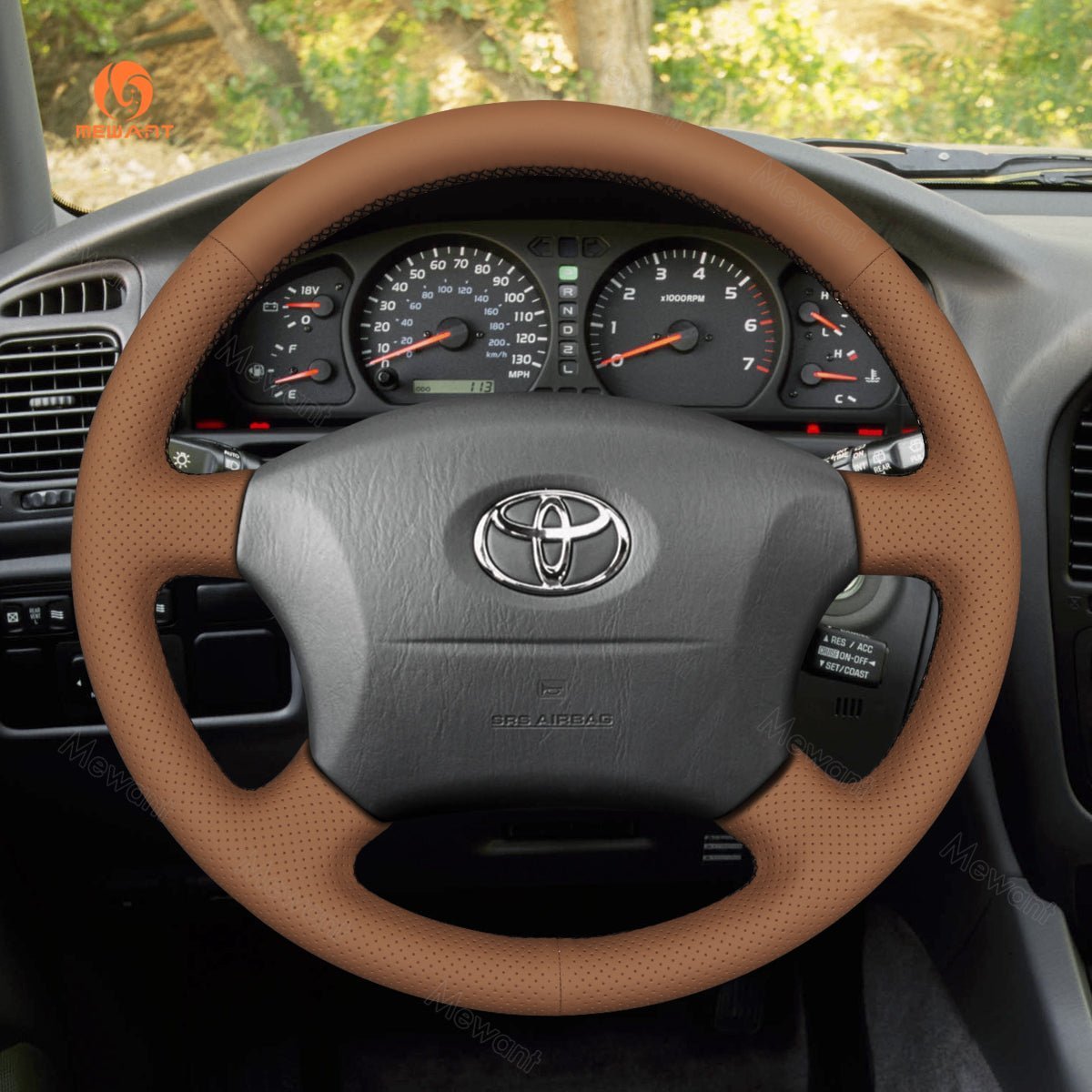 MEWANT DIY Car Steering Wheel Cover for Toyota Land Cruiser 1996 - 2002 / Land Cruiser Prado 1996 - 2002 - Alcantara, Leather, Carbon Fiber, Easy Install, Non - Slip, Best Steering Wheel Cover