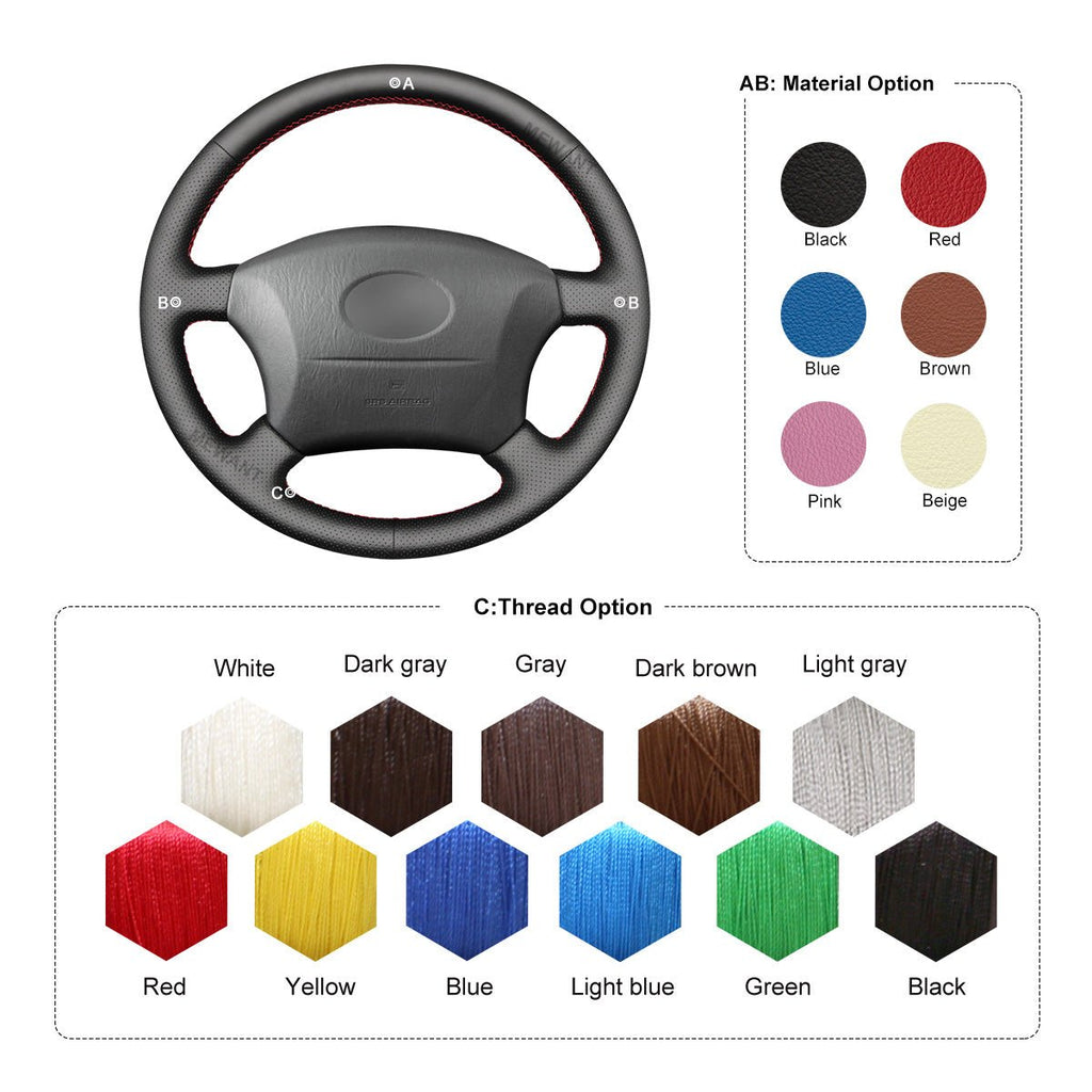 MEWANT DIY Car Steering Wheel Cover for Toyota Land Cruiser 1996 - 2002 / Land Cruiser Prado 1996 - 2002 - Alcantara, Leather, Carbon Fiber, Easy Install, Non - Slip, Best Steering Wheel Cover