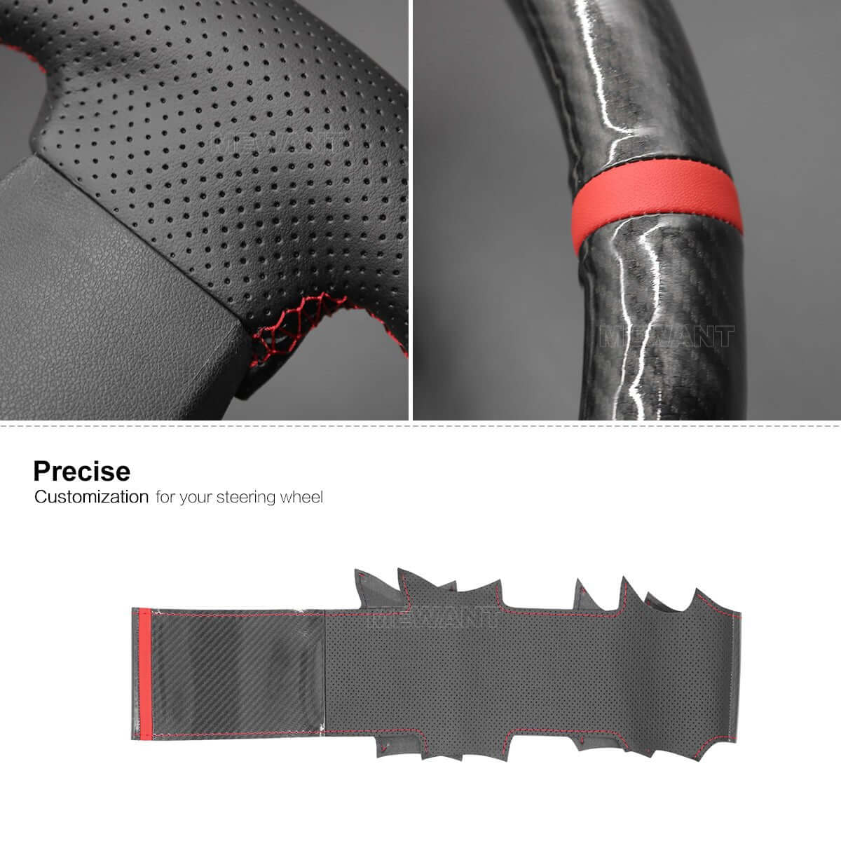 MEWANT DIY Car Steering Wheel Cover for Toyota Land Cruiser 2015 - 2020 / Land Cruiser Prado 2017 - 2020 / Crown 2012 - 2018 - Alcantara, Leather, Carbon Fiber, Easy Install, Non - Slip, Best Steering Wheel Cover