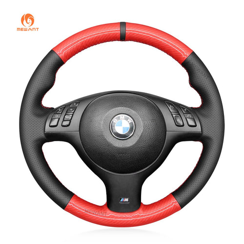 MEWANT DIY Carbon Fiber Leather Car Steering Wheel Cover for BMW M Sport E46 330i 330Ci / E39 540i 525i 530i / M3 E46 / M5 E39 - Mewant Cover