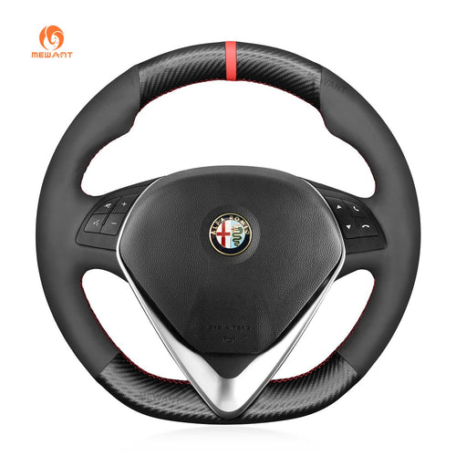 MEWANT DIY Carbon Fiber Suede Alcantara Car Steering Wheel Cover for Alfa Romeo Giulietta 2014 - 2021 - Mewant Cover