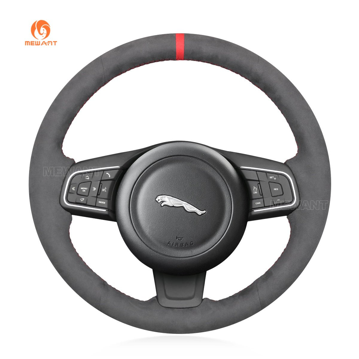 MEWANT DIY Dark Gray Alcantara Car Steering Wheel Cover for Jaguar E - Pace 2017 - 2019 / F - Pace 2016 - 2017 / XE 2015 - 2017 / XF 2016 - 2017 - Mewant Cover