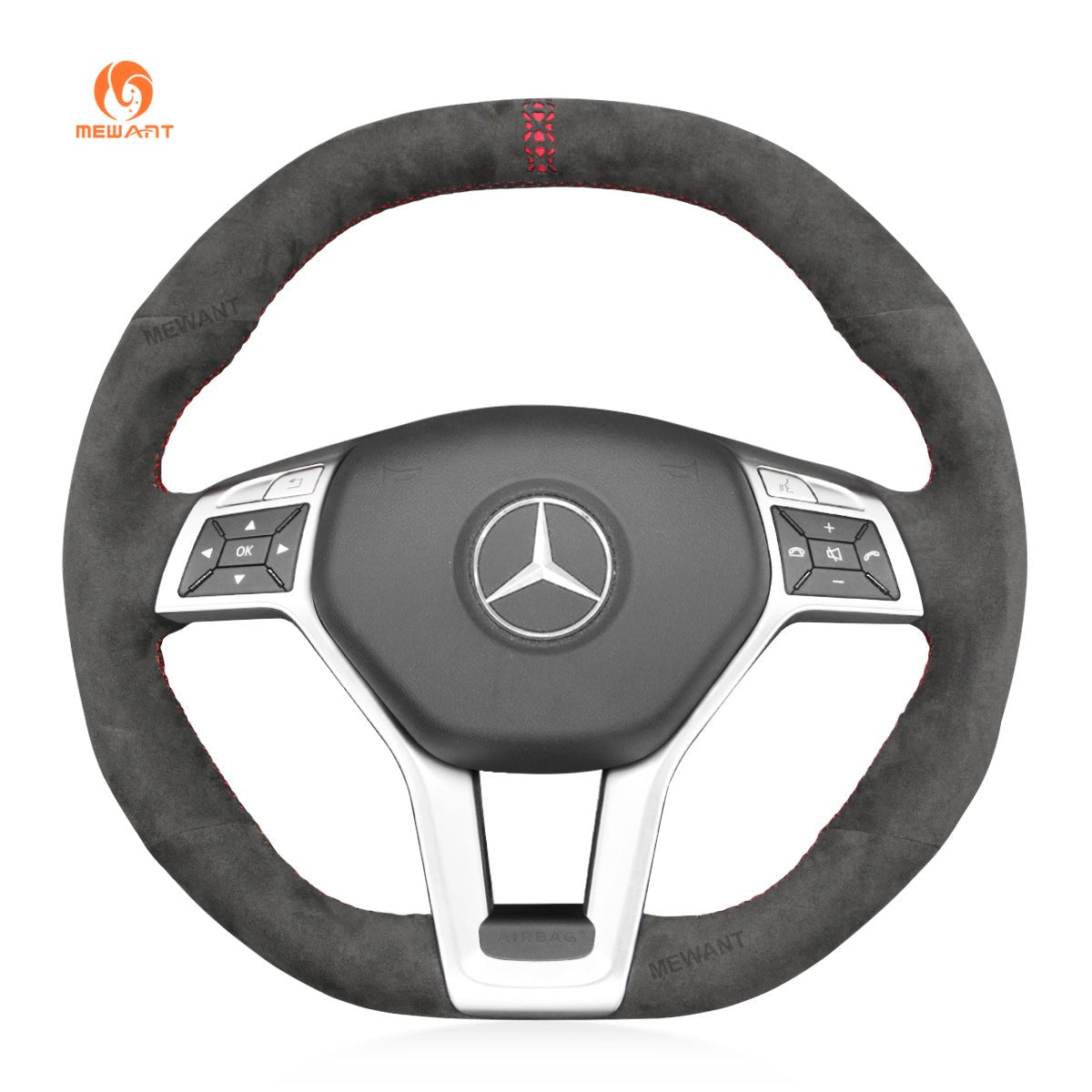 MEWANT DIY Dark Grey Alcantara Car Steering Wheel Cover for Mercedes Benz AMG C63 W204 AMG CLA 45 CLS 63 AMG C218 S - Model C218 W212 - Mewant Cover