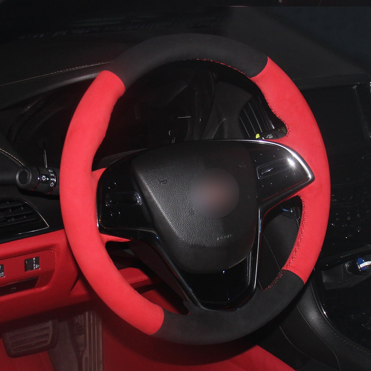 MEWANT DIY Hand Stitch Black Red Suede Car Steering Wheel Cover for Cadillac ATS 2013 - 2015 / CTS 2014 - 2016 - Mewant Cover