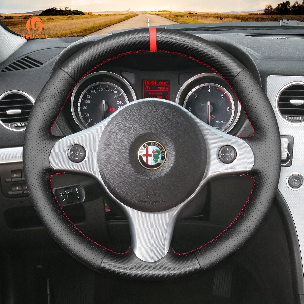 MEWANT DIY Leather Suede Car Steering Wheel Cover for Alfa Romeo 159 2006 - 2011 - Mewant Cover