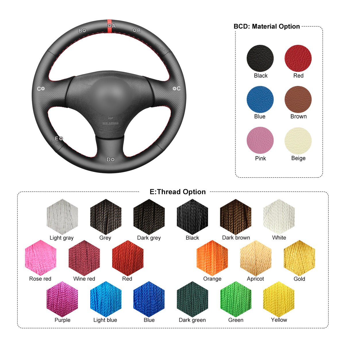 MEWANT DIY Leather Suede Car Steering Wheel Cover for?Mazda?MX - 5?MX5?Miata?NB?1998 - 2004?/ RX - 7?RX7?1999 - 2002 - Mewant Cover