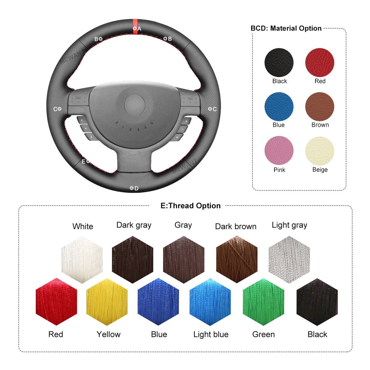 MEWANT DIY Leather Suede Car Steering Wheel Cover for Opel Corsa C Combo C Vauxhall Corsa C Holden Barina Tigra - Mewant Cover