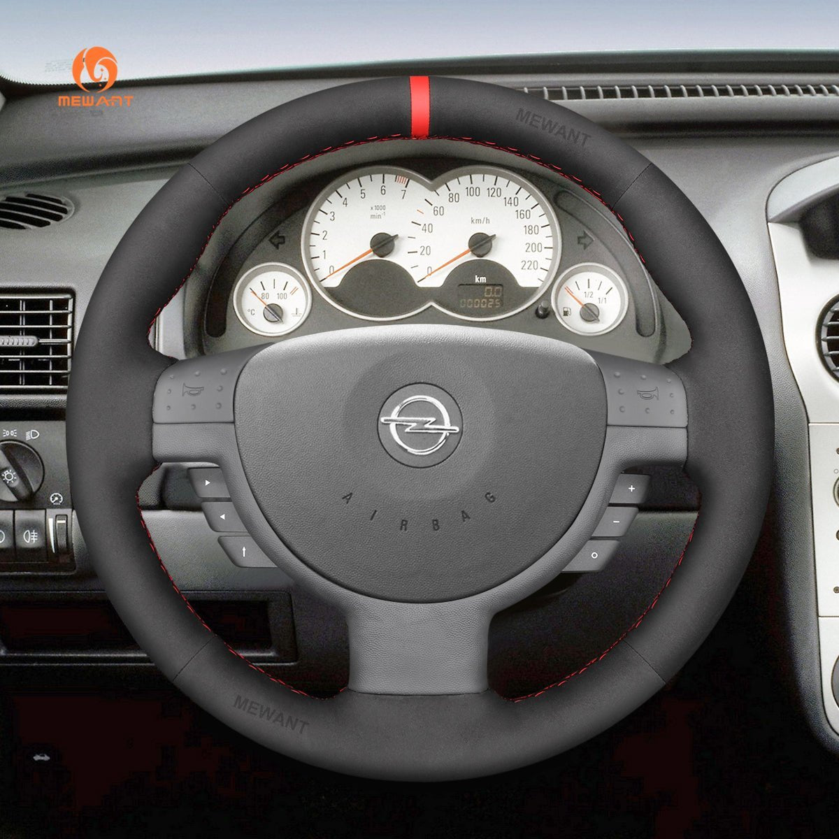 MEWANT DIY Leather Suede Car Steering Wheel Cover for Opel Corsa C Combo C Vauxhall Corsa C Holden Barina Tigra - Alcantara, Leather, Carbon Fiber, Easy Install, Non - Slip, Best Steering Wheel Cover