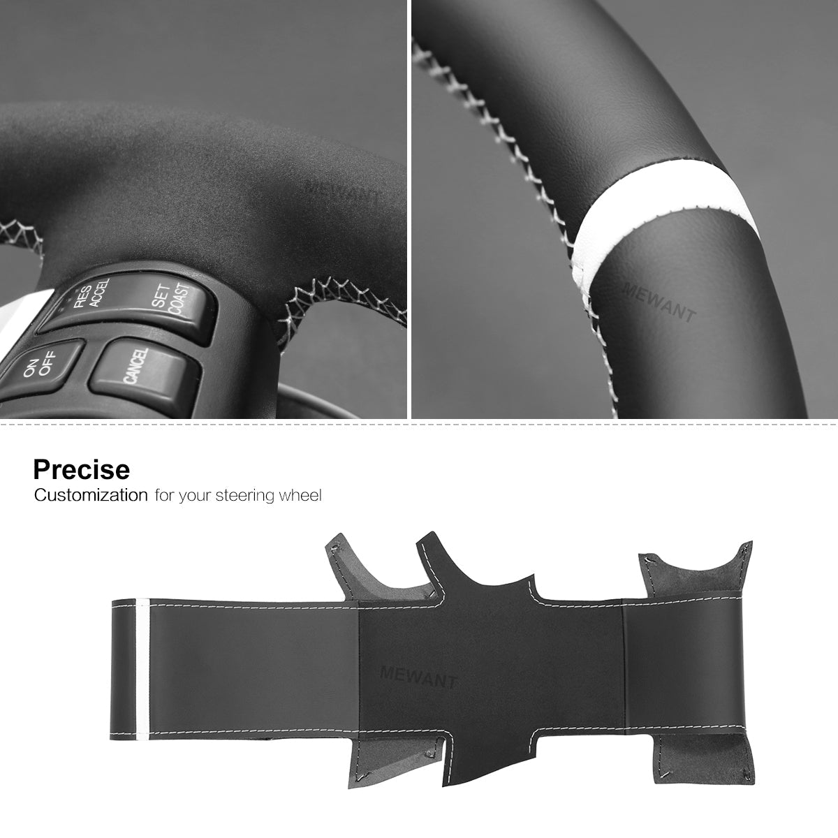 MEWANT DIY Suede Real Genuine Leather Car Steering Wheel Cover?for?Mazda?RX - 8?RX8?2004 - 2008 - Mewant Cover