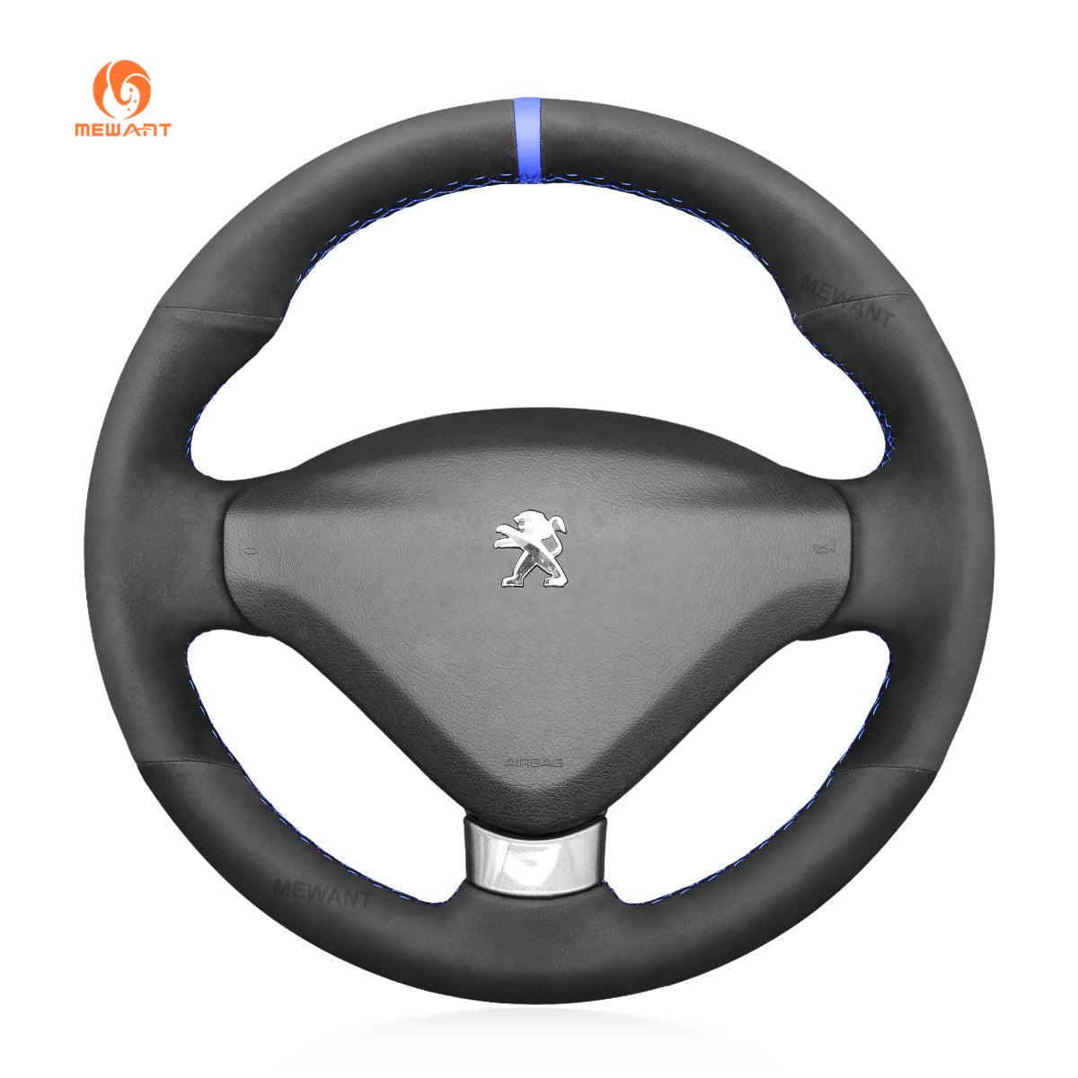 MEWANT DIY Suede Real Leather Car Steering Wheel Cover for?Peugeot?207?CC?2012 - 2014 - Mewant Cover