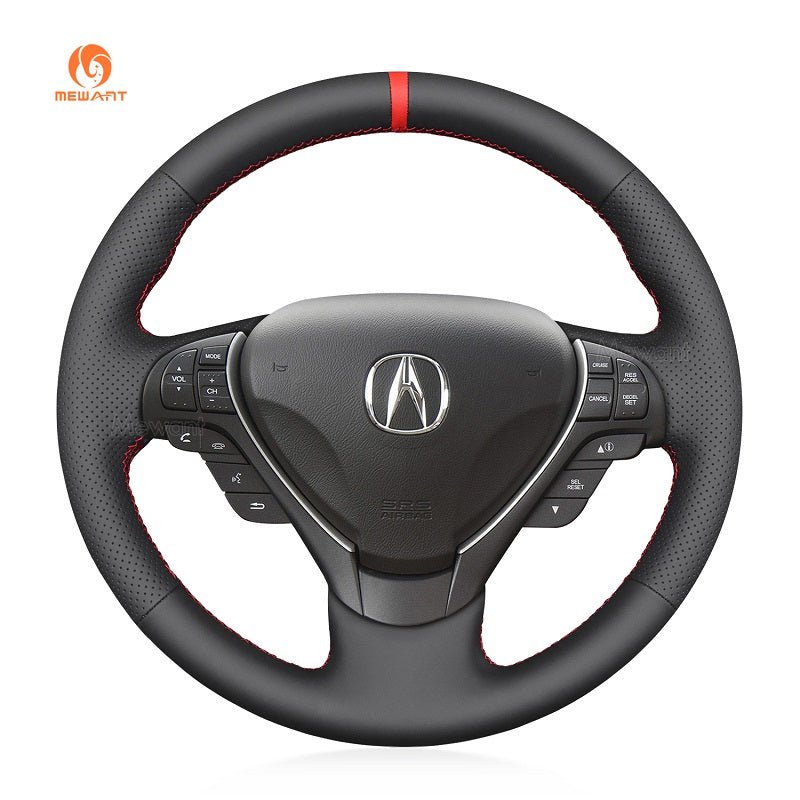 MEWANT Genuine Leather Car Steering Wheel Cove for Acura RDX / TL / ILX - Alcantara, Leather, Carbon Fiber, Easy Install, Non - Slip, Best Steering Wheel Cover