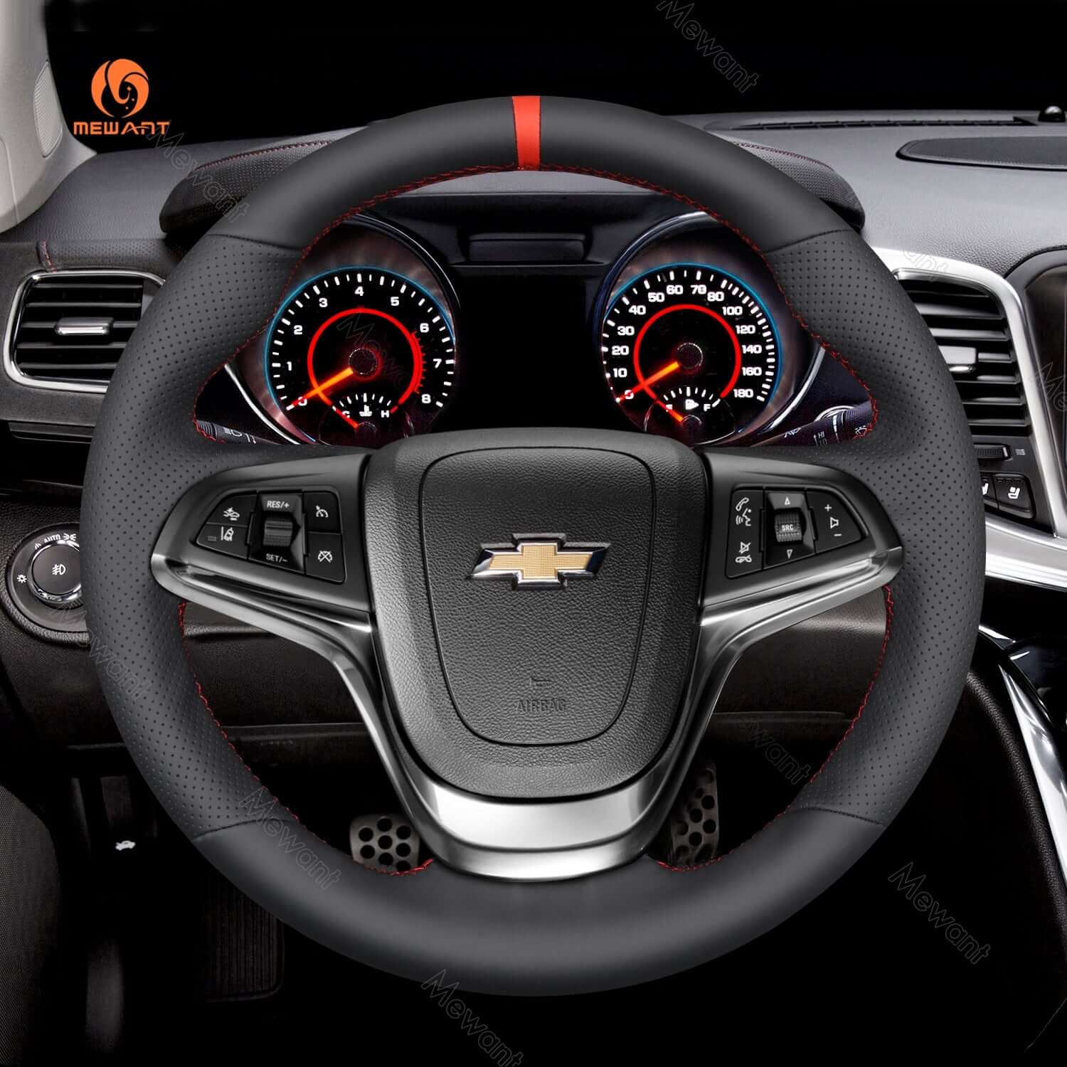 MEWANT Genuine Leather Car Steering Wheel Cove for Chevrolet Caprice / Holden Calais / Commodore / Ute - Alcantara, Leather, Carbon Fiber, Easy Install, Non - Slip, Best Steering Wheel Cover