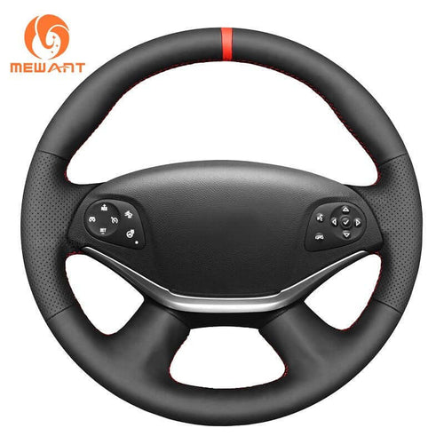 MEWANT Genuine Leather Car Steering Wheel Cove for Chevrolet Impala 2014 - 2020 - Alcantara, Leather, Carbon Fiber, Easy Install, Non - Slip, Best Steering Wheel Cover