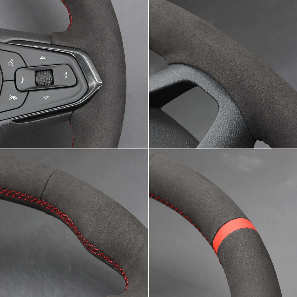 MEWANT Genuine Leather Car Steering Wheel Cove for Chevrolet Trax 2024 / Trailblazer 2024 - Alcantara, Leather, Carbon Fiber, Easy Install, Non - Slip, Best Steering Wheel Cover