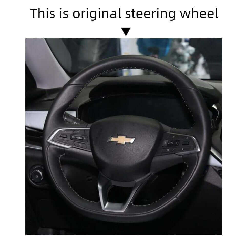 MEWANT Genuine Leather Car Steering Wheel Cove for Chevrolet Trax /Trailblazer - Alcantara, Leather, Carbon Fiber, Easy Install, Non - Slip, Best Steering Wheel Cover