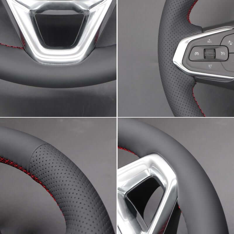 MEWANT Genuine Leather Car Steering Wheel Cove for Chevrolet(Chevy) Bolt EUV/ Bolt EV/ TrailBlazer / Trax / TrailBlazer - Alcantara, Leather, Carbon Fiber, Easy Install, Non - Slip, Best Steering Wheel Cover