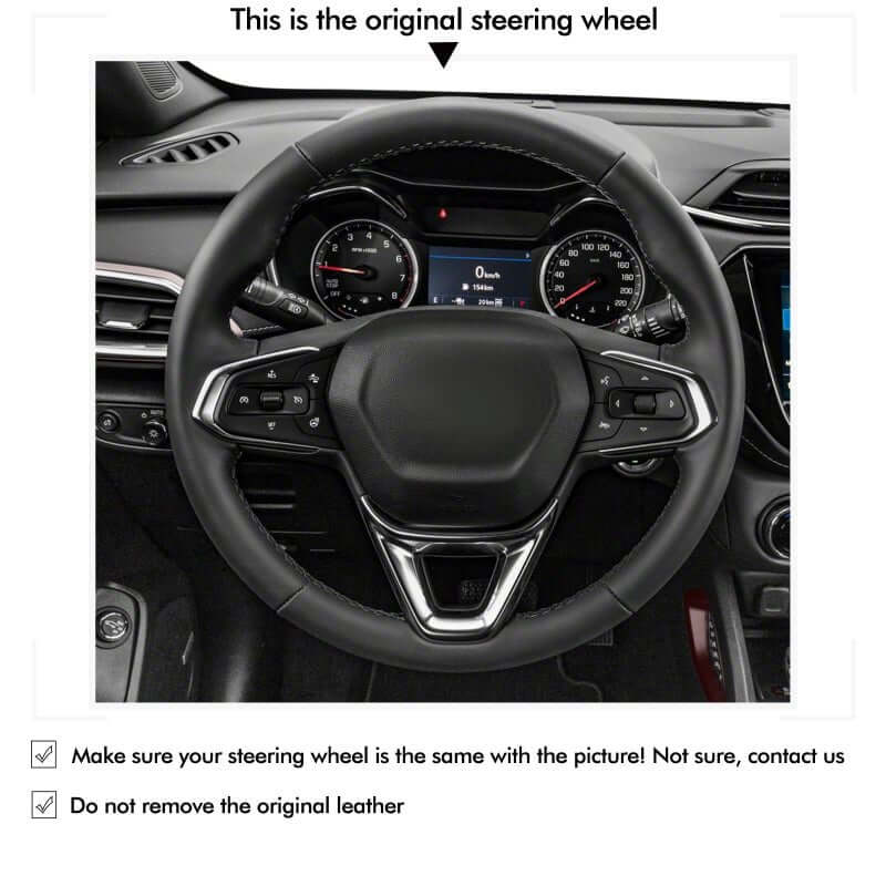 MEWANT Genuine Leather Car Steering Wheel Cove for Chevrolet(Chevy) Bolt EUV/ Bolt EV/ TrailBlazer / Trax / TrailBlazer - Alcantara, Leather, Carbon Fiber, Easy Install, Non - Slip, Best Steering Wheel Cover