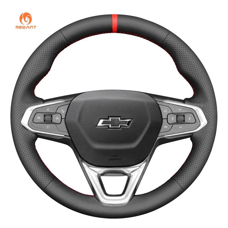 MEWANT Genuine Leather Car Steering Wheel Cove for Chevrolet(Chevy) Bolt EUV/ Bolt EV/ TrailBlazer / Trax / TrailBlazer - Alcantara, Leather, Carbon Fiber, Easy Install, Non - Slip, Best Steering Wheel Cover