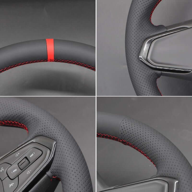 MEWANT Genuine Leather Car Steering Wheel Cove for Chevrolet(Chevy) Bolt EUV/ Bolt EV/ TrailBlazer/ Trax/ TrailBlazer - Alcantara, Leather, Carbon Fiber, Easy Install, Non - Slip, Best Steering Wheel Cover