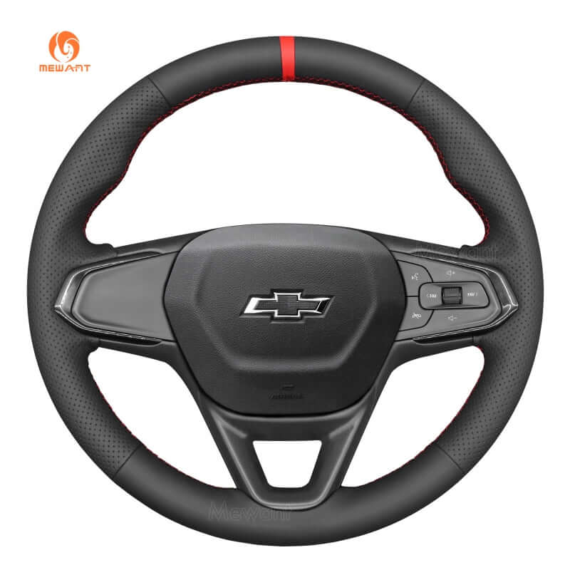 MEWANT Genuine Leather Car Steering Wheel Cove for Chevrolet(Chevy) Bolt EUV/ Bolt EV/ TrailBlazer/ Trax/ TrailBlazer - Alcantara, Leather, Carbon Fiber, Easy Install, Non - Slip, Best Steering Wheel Cover