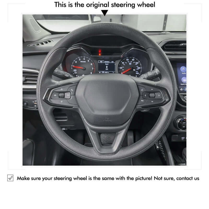 MEWANT Genuine Leather Car Steering Wheel Cove for Chevrolet(Chevy) Bolt EUV/ Bolt EV/ TrailBlazer/ Trax/ TrailBlazer - Alcantara, Leather, Carbon Fiber, Easy Install, Non - Slip, Best Steering Wheel Cover