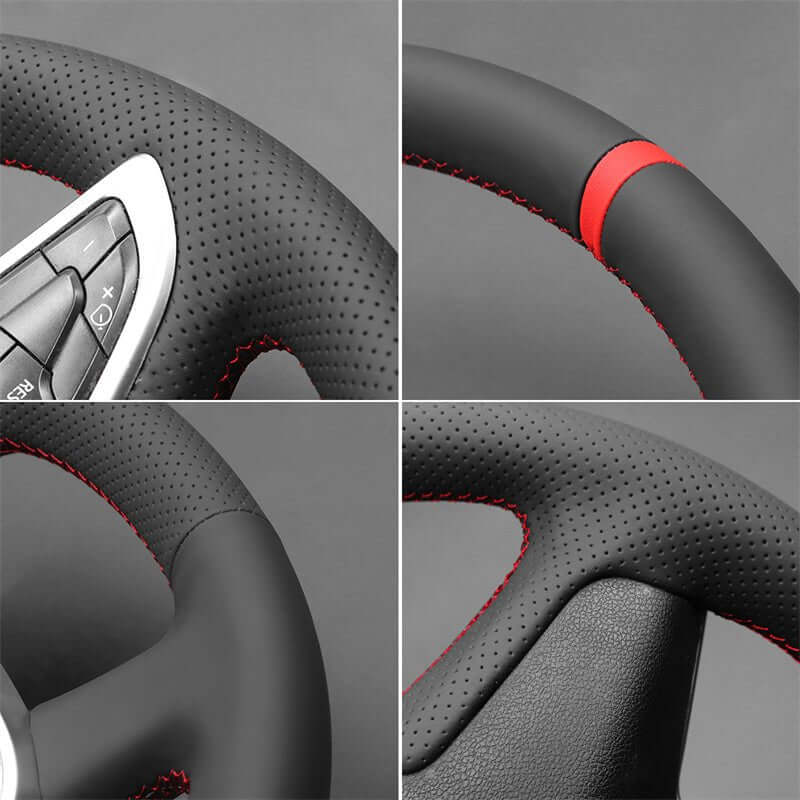 MEWANT Genuine Leather Car Steering Wheel Cove for Dacia Logan/ Sandero/ Duster / Spring - Alcantara, Leather, Carbon Fiber, Easy Install, Non - Slip, Best Steering Wheel Cover