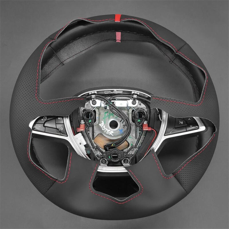 MEWANT Genuine Leather Car Steering Wheel Cove for Dacia Logan/ Sandero/ Duster / Spring - Alcantara, Leather, Carbon Fiber, Easy Install, Non - Slip, Best Steering Wheel Cover
