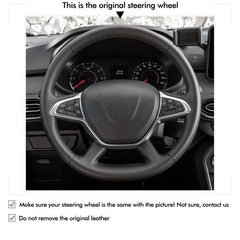 MEWANT Genuine Leather Car Steering Wheel Cove for Dacia Logan/ Sandero/ Duster / Spring - Mewant Cover