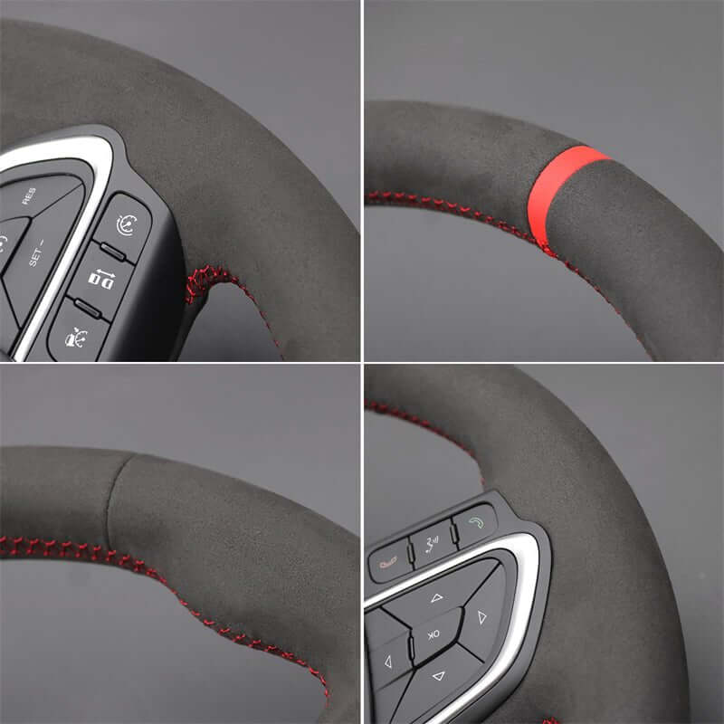 MEWANT Genuine Leather Car Steering Wheel Cove for Fiat 500X 2022 - 2024 - Alcantara, Leather, Carbon Fiber, Easy Install, Non - Slip, Best Steering Wheel Cover