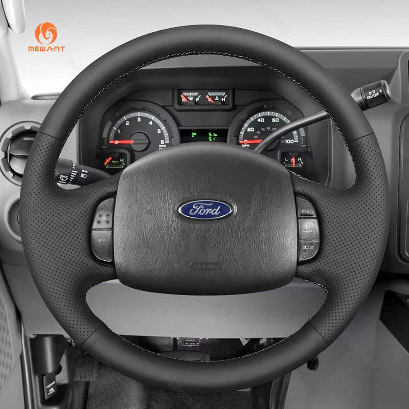 MEWANT Genuine Leather Car Steering Wheel Cove for Ford F150 F250 F350 Expedition Excursion - Alcantara, Leather, Carbon Fiber, Easy Install, Non - Slip, Best Steering Wheel Cover