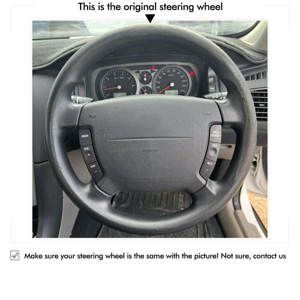 MEWANT Genuine Leather Car Steering Wheel Cove for Ford Falcon 2002 - 2008 - Alcantara, Leather, Carbon Fiber, Easy Install, Non - Slip, Best Steering Wheel Cover