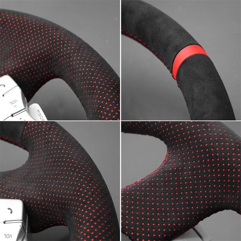 MEWANT Genuine Leather Car Steering Wheel Cove for Ford Falcon/ Falcon Ute/ Territory - Alcantara, Leather, Carbon Fiber, Easy Install, Non - Slip, Best Steering Wheel Cover