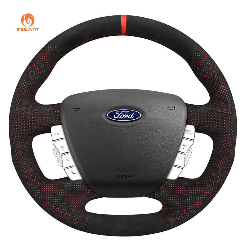 MEWANT Genuine Leather Car Steering Wheel Cove for Ford Falcon/ Falcon Ute/ Territory - Alcantara, Leather, Carbon Fiber, Easy Install, Non - Slip, Best Steering Wheel Cover