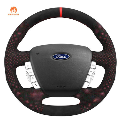 MEWANT Genuine Leather Car Steering Wheel Cove for Ford Falcon/ Falcon Ute/ Territory - Alcantara, Leather, Carbon Fiber, Easy Install, Non - Slip, Best Steering Wheel Cover