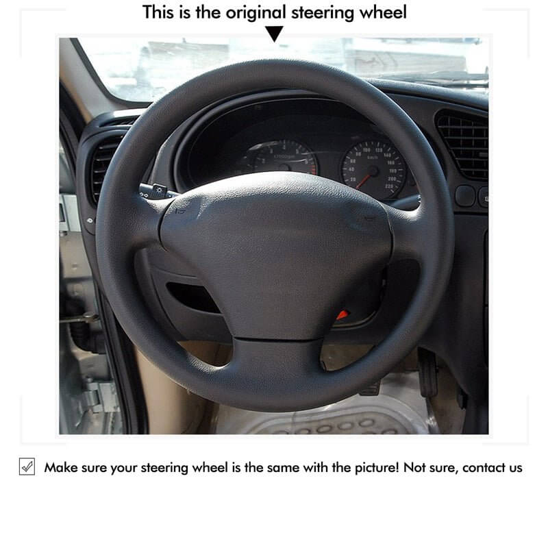 MEWANT Genuine Leather Car Steering Wheel Cove for Ford Fiesta/ Puma - Alcantara, Leather, Carbon Fiber, Easy Install, Non - Slip, Best Steering Wheel Cover