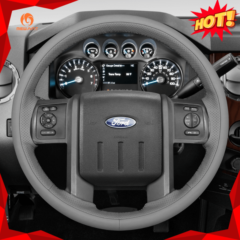 MEWANT Genuine Leather Car Steering Wheel Cove for Ford Ford F - 250 F - 350 2011 - 2016 Expedition 2007 - 2014 - Alcantara, Leather, Carbon Fiber, Easy Install, Non - Slip, Best Steering Wheel Cover
