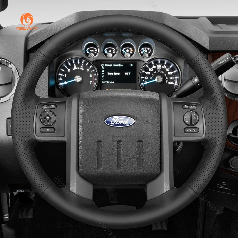 MEWANT Genuine Leather Car Steering Wheel Cove for Ford Ford F - 250 F - 350 2011 - 2016 Expedition 2007 - 2014 - Alcantara, Leather, Carbon Fiber, Easy Install, Non - Slip, Best Steering Wheel Cover