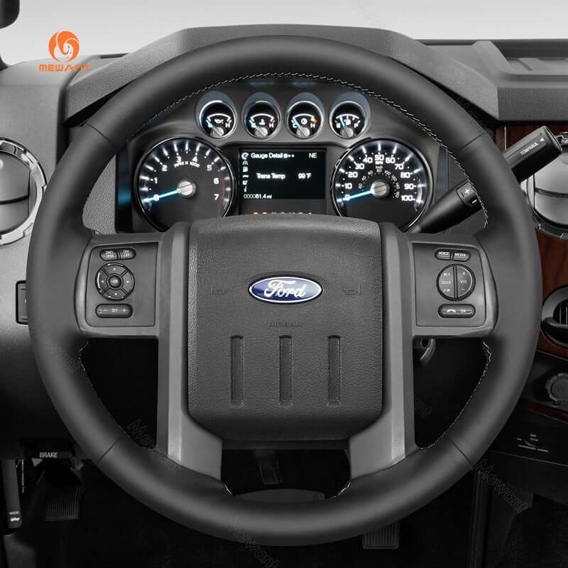 MEWANT Genuine Leather Car Steering Wheel Cove for Ford Ford F - 250 F - 350 2011 - 2016 Expedition 2007 - 2014 - Alcantara, Leather, Carbon Fiber, Easy Install, Non - Slip, Best Steering Wheel Cover