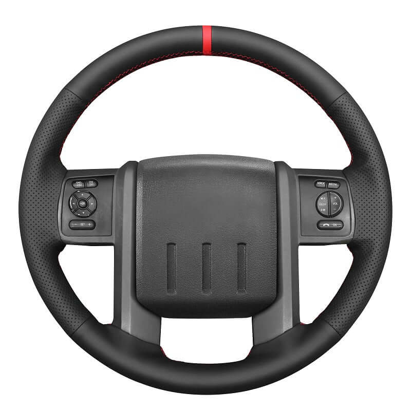 MEWANT Genuine Leather Car Steering Wheel Cove for Ford Ford F - 250 F - 350 2011 - 2016 Expedition 2007 - 2014 - Alcantara, Leather, Carbon Fiber, Easy Install, Non - Slip, Best Steering Wheel Cover