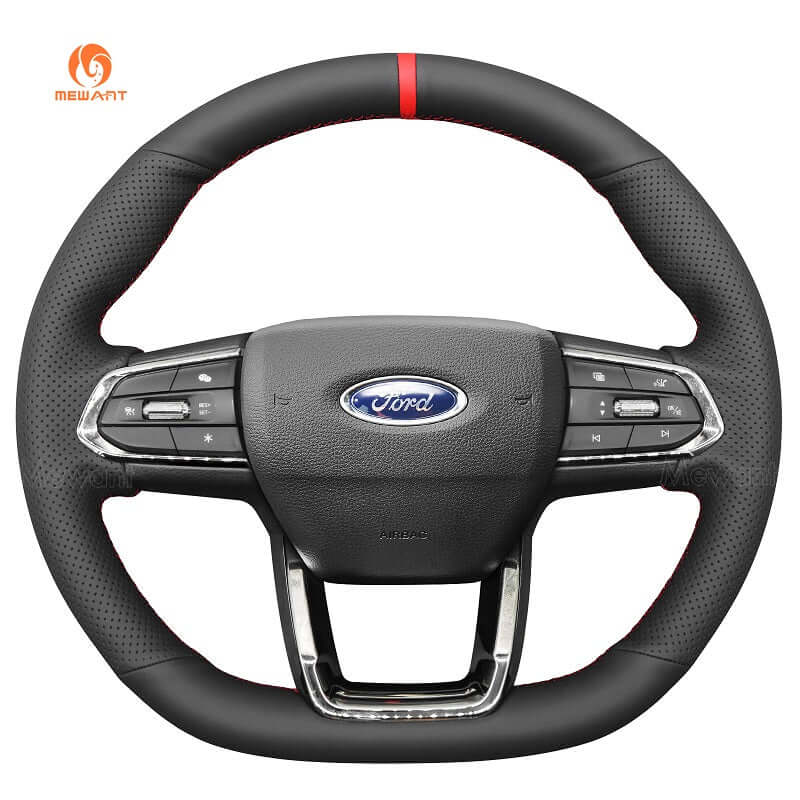 MEWANT Genuine Leather Car Steering Wheel Cove for Ford Territory 2023 - 2024 - Alcantara, Leather, Carbon Fiber, Easy Install, Non - Slip, Best Steering Wheel Cover