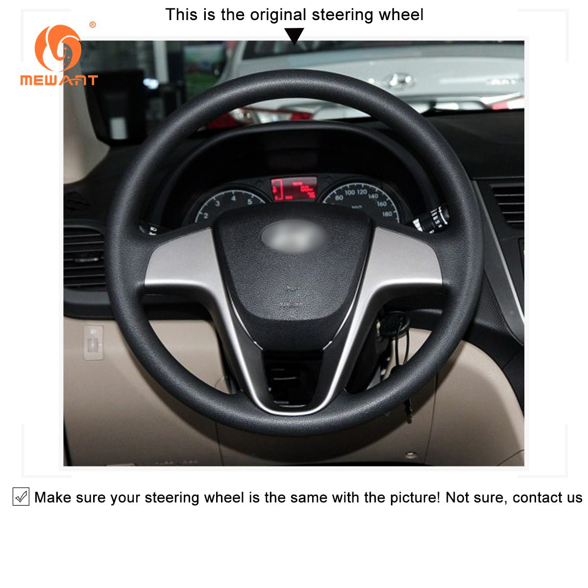 MEWANT Genuine Leather Car Steering Wheel Cove for Hyundai Accent / Hyundai i20 - Alcantara, Leather, Carbon Fiber, Easy Install, Non - Slip, Best Steering Wheel Cover