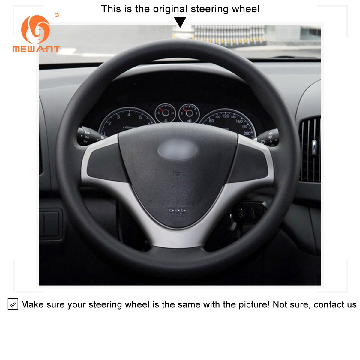 MEWANT Genuine Leather Car Steering Wheel Cove for Hyundai Elantra Touring / Hyundai - Alcantara, Leather, Carbon Fiber, Easy Install, Non - Slip, Best Steering Wheel Cover