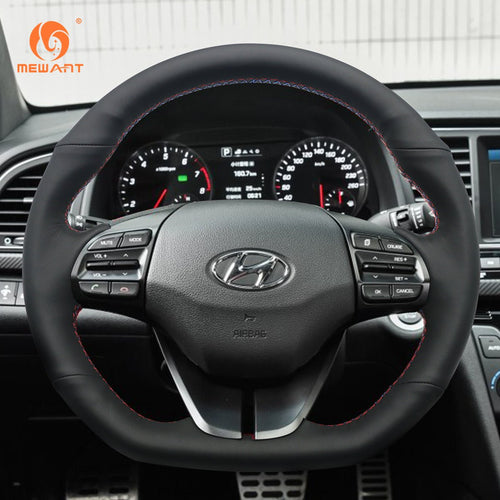 MEWANT Genuine Leather Car Steering Wheel Cove for Hyundai Ioniq / Elantra VI (Sport|SR Turbo) - Mewant Cover