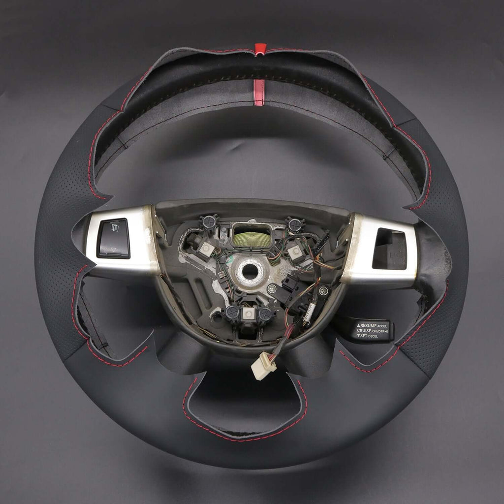 MEWANT Genuine Leather Car Steering Wheel Cove for Jeep Commander (XK)/ Grand Cherokee III(WK)/ Cherokee IV(KK) - Alcantara, Leather, Carbon Fiber, Easy Install, Non - Slip, Best Steering Wheel Cover