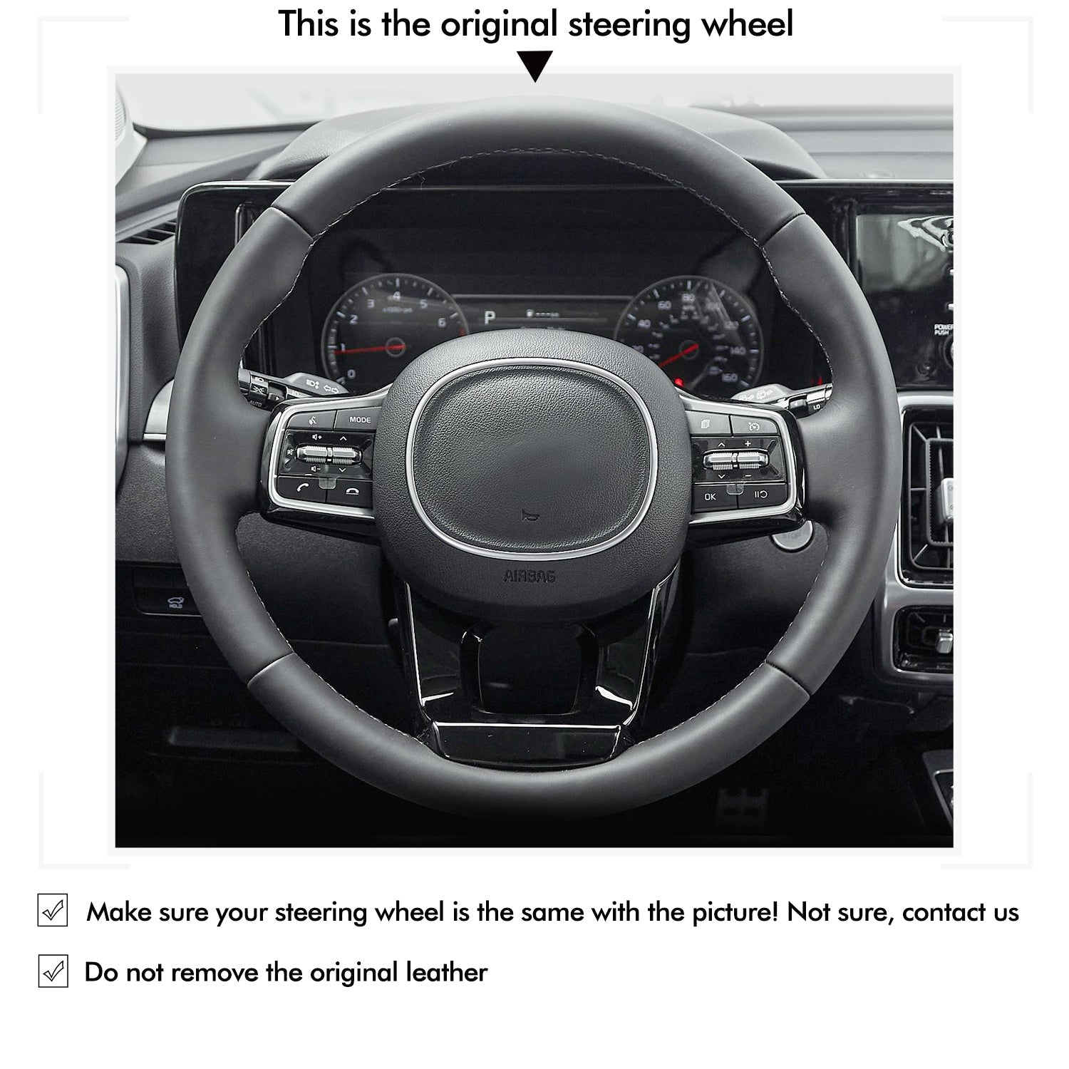 MEWANT Genuine Leather Car Steering Wheel Cove for Kia Solando MQ4/ Telluride - Mewant Cover